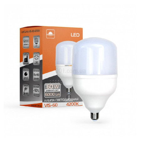 Світлодіодна (LED) лампа високопотужна VIS-60-E27 60Вт 4200К E27, Евросвет