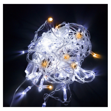 Гірлянда світлодіодна вулична STARLIGHT бахрома білий/жовтий Flash 75LED IP44 прозорий 2×0,7м, Евросвет