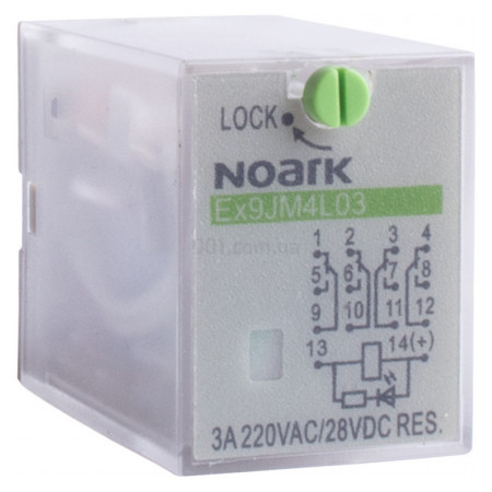 Реле проміжне Ex9JM4L03 230VAC 4CO 3A 220V/AC, NOARK