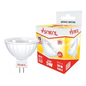 Світлодіодна (LED) лампа MR16 5Вт 12В 18 SMD G5.3 4100К, Sokol