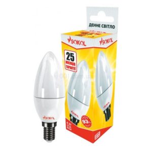 Світлодіодна (LED) лампа свічка 8Вт 220В E14 4100К, Sokol