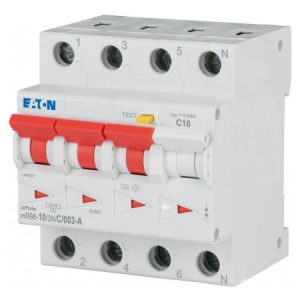 Диференційний автомат mRB6-10/3N/C/003-A 4P 10А 30мА характеристика C тип A, Eaton