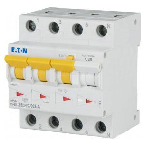 Диференційний автомат mRB4-25/3N/C/003-A 4P 25А 30мА характеристика C тип A, Eaton