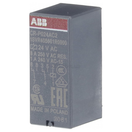 Проміжне реле (інтерфейсне) CR-P024AC2 24V/AC 2CO 8A, ABB