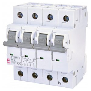 Автоматичний вимикач ETIMAT 6 (6кА) 3P+N 6 А хар-ка B, ETI