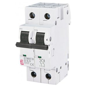 Автоматичний вимикач ETIMAT 10 (10кА) 2P 0,5 А хар-ка D, ETI