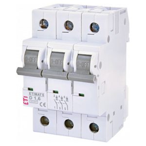 Автоматичний вимикач ETIMAT 6 (6кА) 3P 1,6 А хар-ка D, ETI