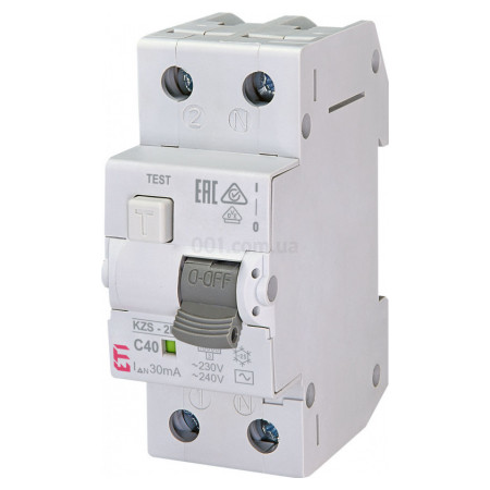 Диференційний автоматичний вимикач KZS-2M C 40/0,03 тип AC (10kA), ETI