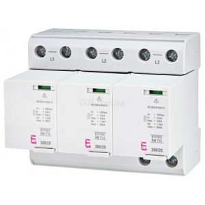 Обмежувач перенапруги ETITEC SM T12 300/25 (3+0, 6P, TNC), ETI