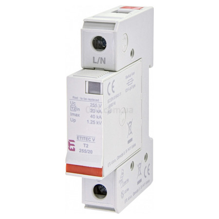 Обмежувач перенапруги ETITEC V T2 255/20 (1+0), ETI