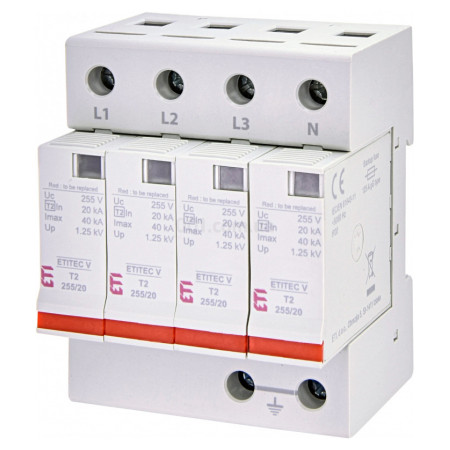 Обмежувач перенапруги ETITEC V T2 255/20 (4+0), ETI