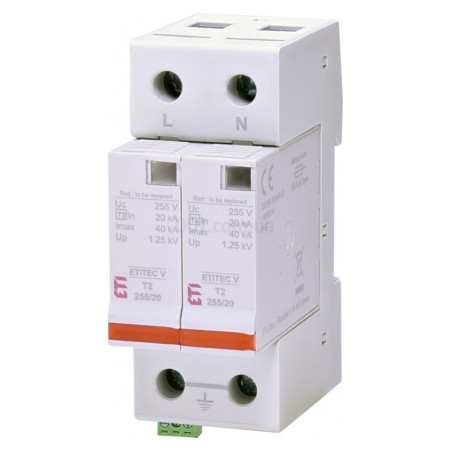 Обмежувач перенапруги ETITEC V T2 255/20 (2+0) RC, ETI