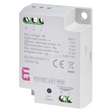 Обмежувач перенапруги ETITEC LC1 IP20, ETI