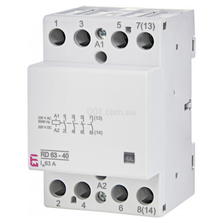 Контактор модульний RD 63-40 63A 230V AC/DC 4NO, ETI