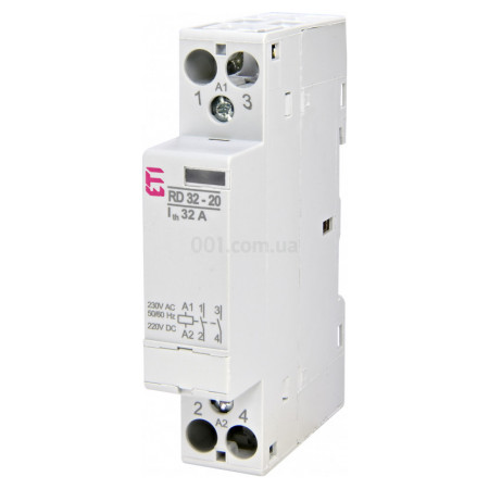 Контактор модульний RD 32-20 32A 230V AC/DC 2NO, ETI