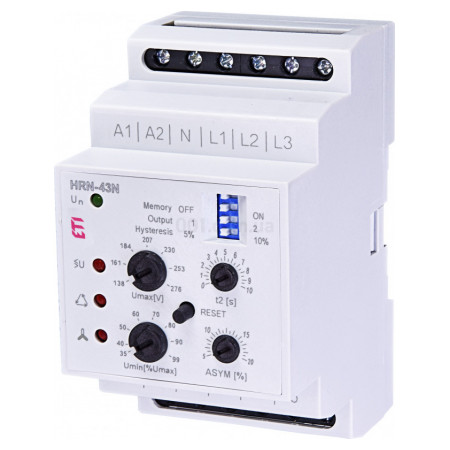 Реле контролю напруги HRN-43N 3-фазне з нейтраллю 2×16A 230В AC, ETI