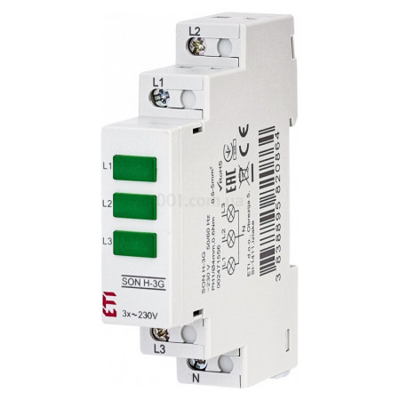 Індикатор модульний на DIN-рейку SON H-3G 3×зелених LED, ETI