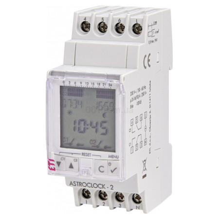 Цифровий астрономічний таймер ASTROCLOCK-2 230V/AC 2×16А, ETI