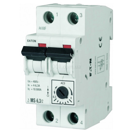 Автоматичний вимикач захисту двигунів Z-MS-6,3/2 2P Ir=4...6,3А, Eaton