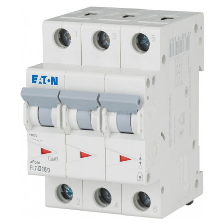 Автоматичний вимикач PL7-D16/3 3P 16 А х-ка D, Eaton