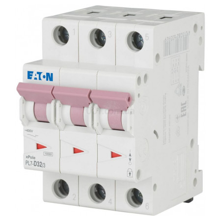 Автоматичний вимикач PL7-D32/3 3P 32 А х-ка D, Eaton