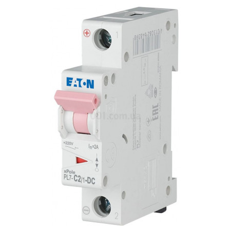 Автоматичний вимикач PL7-C2/1-DC 1P 2А х-ка C 10кА, Eaton