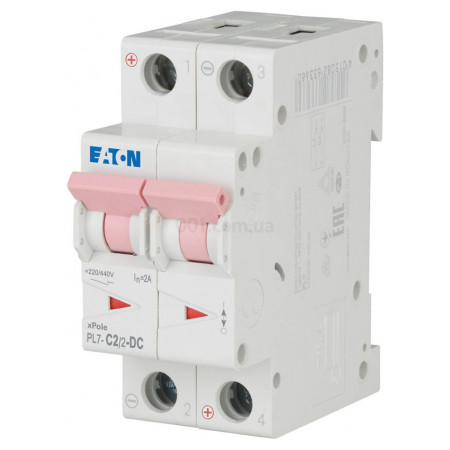 Автоматичний вимикач PL7-C2/2-DC 2P 2А х-ка C 10кА, Eaton