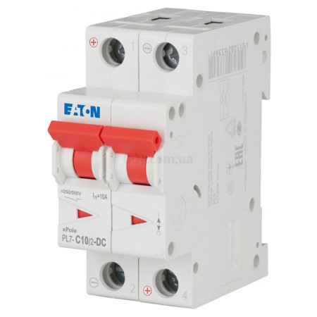 Автоматичний вимикач PL7-C10/2-DC 2P 10А х-ка C 10кА, Eaton