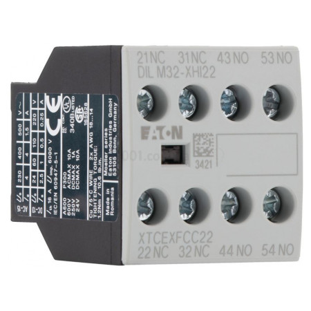 Блок додаткових контактів DILM32-XHI22 фронтальний 2НВ+2НЗ для DILM7...38, Eaton