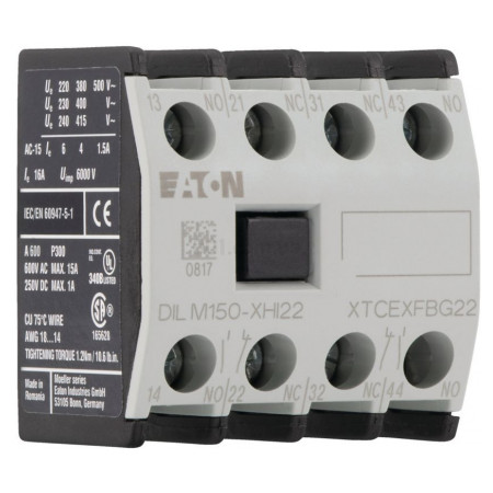 Блок додаткових контактів DILM150-XHI22 фронтальний 2НВ+2НЗ для DILM40...170, Eaton