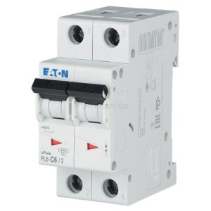 Автоматичний вимикач PL6-C6/2 2P 6 А х-ка C, Eaton