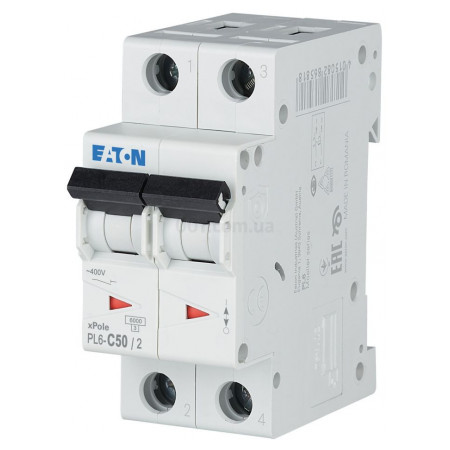 Автоматичний вимикач PL6-C50/2 2P 50 А х-ка C, Eaton