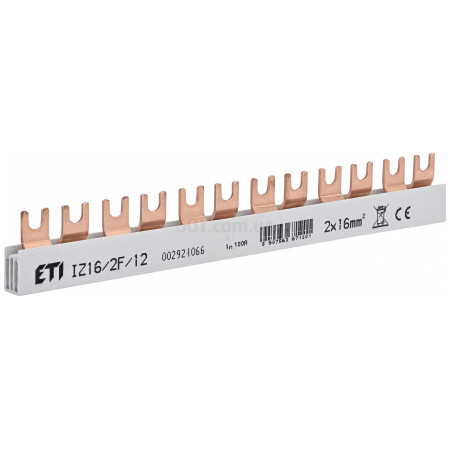 Шина з'єднувальна IZ 16/2F/12 16 мм² 2P 0.21м FORK 12 модулів, ETI