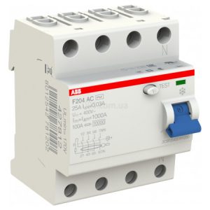 Диференційний вимикач (ПЗВ) F204AC-25/0,03 25А 4Р 30mA тип AC, ABB