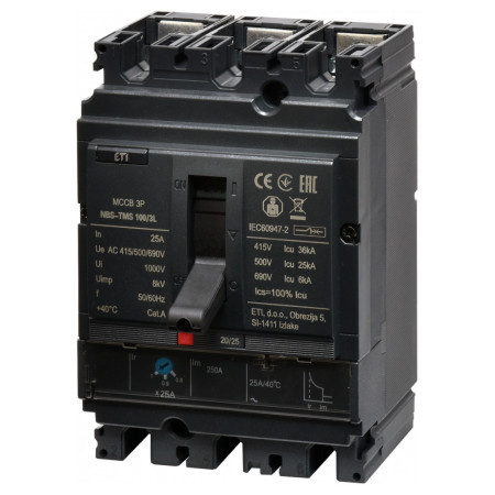 Автоматичний вимикач NBS-TMS 100/3L 3P 25A 36кА, ETI