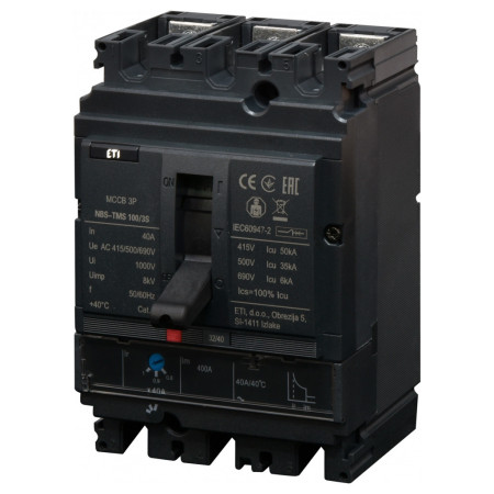 Автоматичний вимикач NBS-TMS 100/3S 3P 40A 50кА, ETI