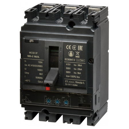 Автоматичний вимикач NBS-E 100/3L 3P 100A 36кА, ETI