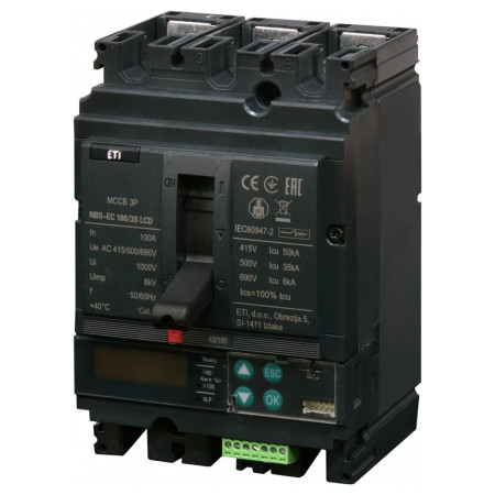 Автоматичний вимикач NBS-EC 100/3S LCD 3P 100A 50кА, ETI