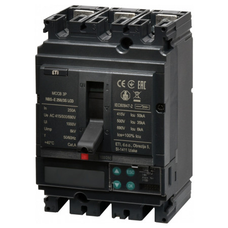 Автоматичний вимикач NBS-E 250/3S LCD 3P 250A 50кА, ETI