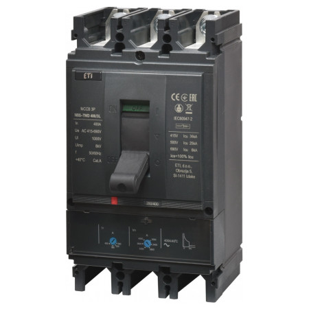 Автоматичний вимикач NBS-TMD 400/3L 3P 400A 36кА, ETI