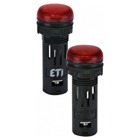 Лампа світлосигнальна LED матова ∅16мм 24V AC/DC червона ECLI-16-024C-R, ETI