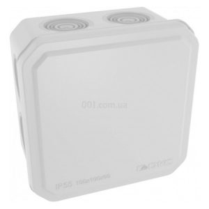 Коробка розподільча 100×100×50мм IP55 з 8+2 кабельними вводами і подвійним замком, DKC (БДК)