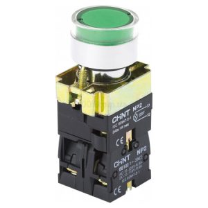 Кнопка 1НВ+1НЗ зелена AC/DC 230В (LED) IP40 NP2-BW3365, CHINT