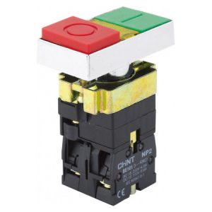 Кнопка подвійна 1НВ+1НЗ AC 230В (LED) IP40 NP2-BW8465, CHINT