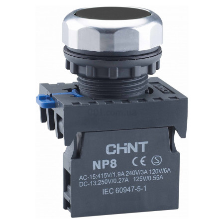 Кнопка без підсвітки чорна 1НВ IP65 NP8-10BN/2, CHINT