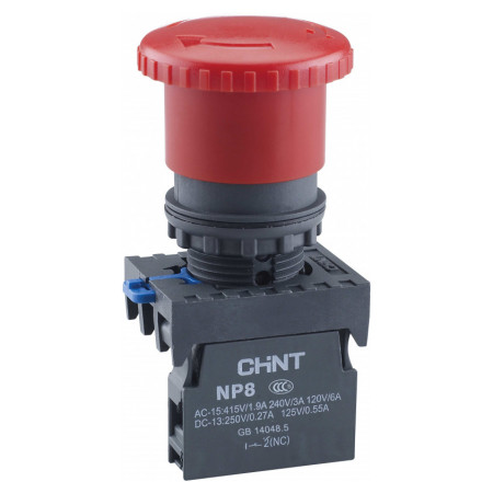 Кнопка "грибок" d40мм з фіксацією червона 1НЗ IP65 NP8-01ZS/14, CHINT