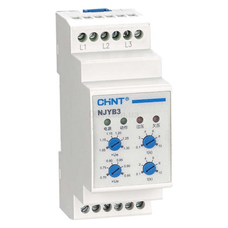 Реле контролю фаз NJYB3-8 3-фазне 380В AC, CHINT