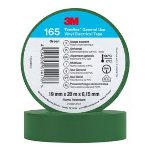 Ізострічка Temflex 165 - 19мм х 20м x 0,15мм зелена, 3M