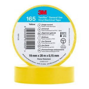 Ізострічка Temflex 165 - 19мм х 20м x 0,15мм жовта, 3M
