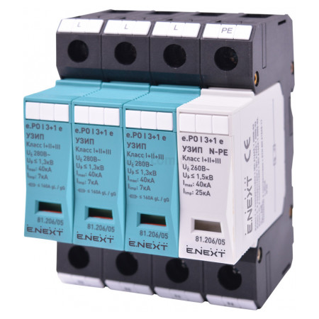 ПЗІП e.PO I 3+1m e 280V/7kA клас I+II+III 3P+N-PE моноблок, KIWA (E.NEXT)